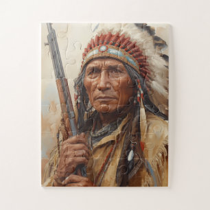 Puzzle Portrait de Geronimo, chef de guerre indien