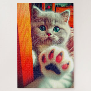 Puzzle Portrait de gros plan d'une patte de chaton mignon