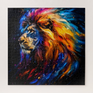 Puzzle Portrait de lion abstrait de faune cosmique