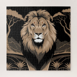 Puzzle Portrait de lion vintage