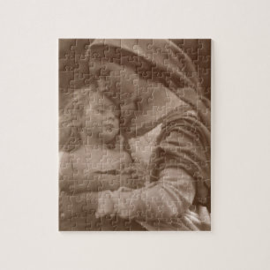 Puzzle Portrait de mère et d'enfant (photo de sépia)