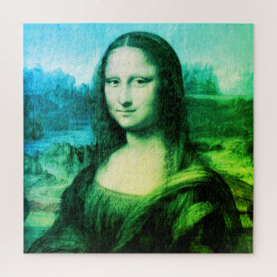 Puzzle Portrait de Mona Lisa Bleu vert
