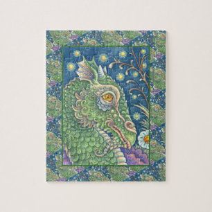 PUZZLE PORTRAIT DE TÊTE DE DRAGON MÉDIÉVAL, IMAGINAIRE SI