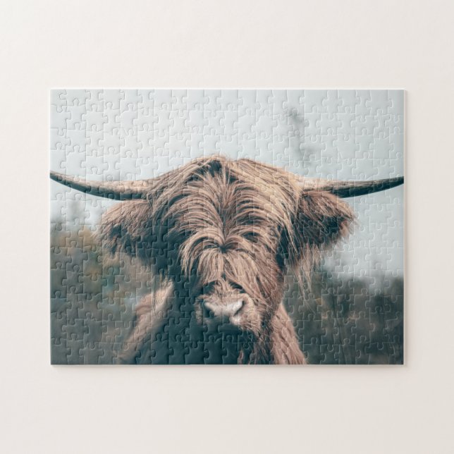Puzzle Portrait de vache Highland (Horizontal)