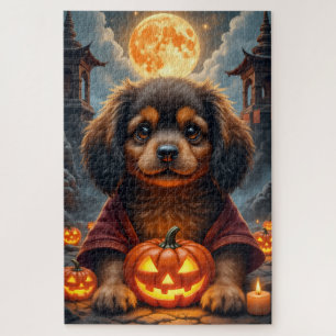 Puzzle Portrait d'Halloween d'un Spaniel Tibétain dans un