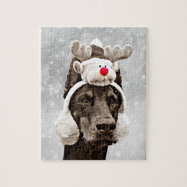 Puzzle Portrait d'hiver de dobermann (Vertical)