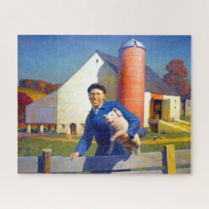 Puzzle Portrait d'un agriculteur NC Wyeth 1943 Americana 