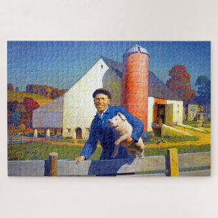 Puzzle Portrait d'un agriculteur NC Wyeth 1943 Americana 