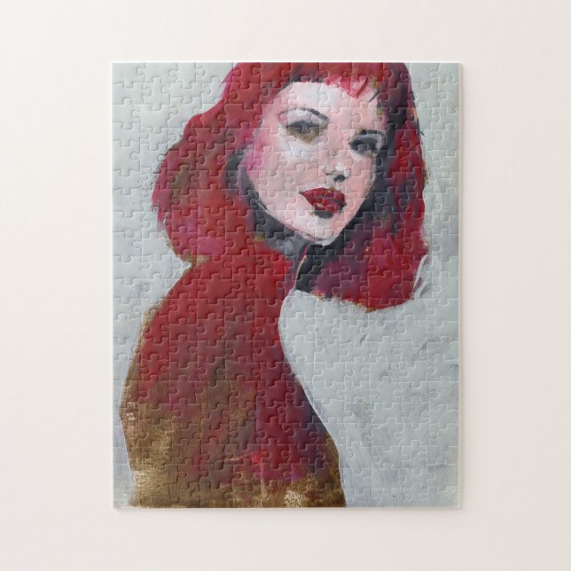 Puzzle Portrait Fem - Rouge (Vertical)
