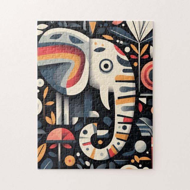 Puzzle Portrait géométrique éléphant (Vertical)