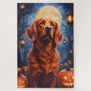 Puzzle Portrait gothique d'Halloween d'un Setter Rouge Ir