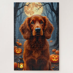 Puzzle Portrait gothique d'Halloween d'un Setter Rouge Ir