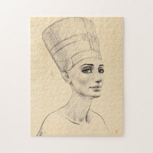 Puzzle Portrait Néfertiti dessin Ancienne Egypte papyrus