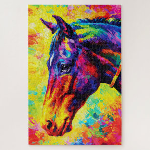 Puzzle Portrait vibrant de cheval à l'impasto coloré sauv