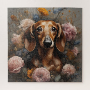 Puzzle Portraits de races de chiens de fleurs 1
