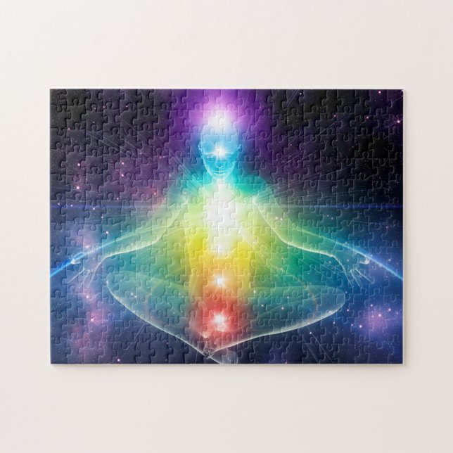 Puzzle pose Abstraite de lotus yoga humanoïde avec chakra (Horizontal)