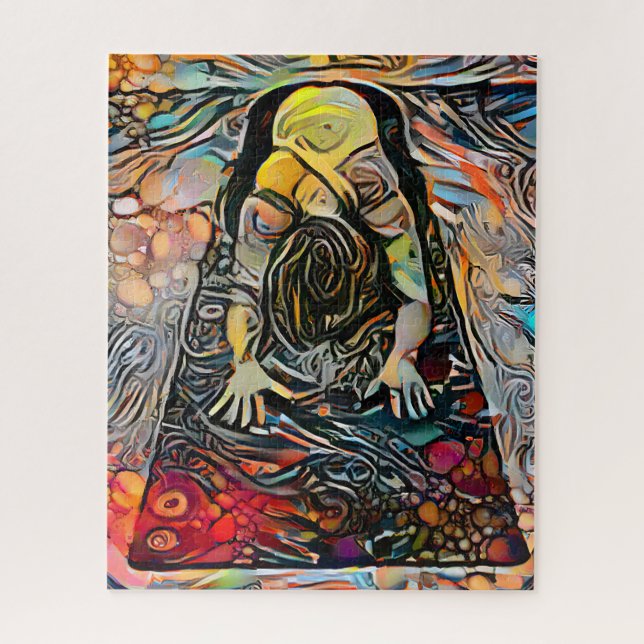 Puzzle Pose de Yoga Abstrait coloré | Difficile (Vertical)
