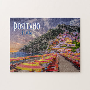 Puzzle Positano Italy Retro Typography Travel