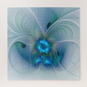 Puzzle Position, Abstrait bleu turquoise fractal