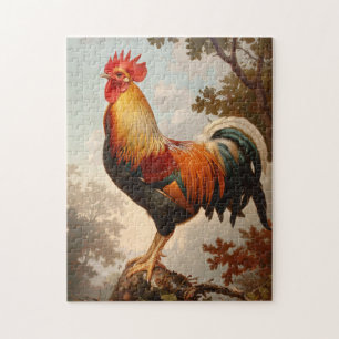 Puzzle Poster de coq majestueux dans une forêt naturelle 