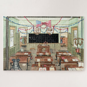 Puzzle Poster de la salle de l'école rurale de l'époque v