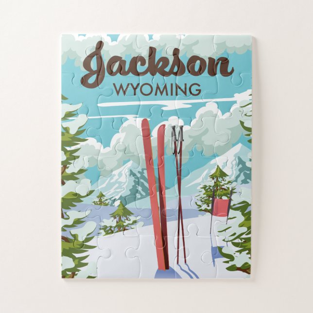 Puzzle poster de ski Jackson Wyoming (Vertical)