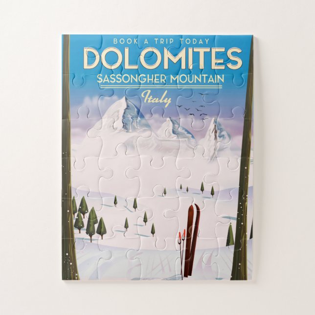 Puzzle poster de voyage Dolomites Sassongher Mountain Ita (Vertical)