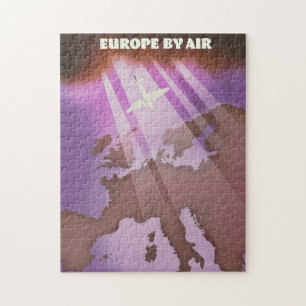 Puzzle poster de voyage Europe By Air vintage.