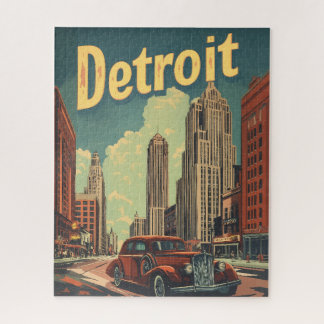 Puzzle Poster de voyage Retro Detroit Michigan