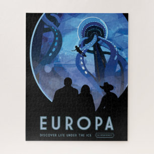 Puzzle Poster de voyage Retro Space - Jupiter's Moon Euro
