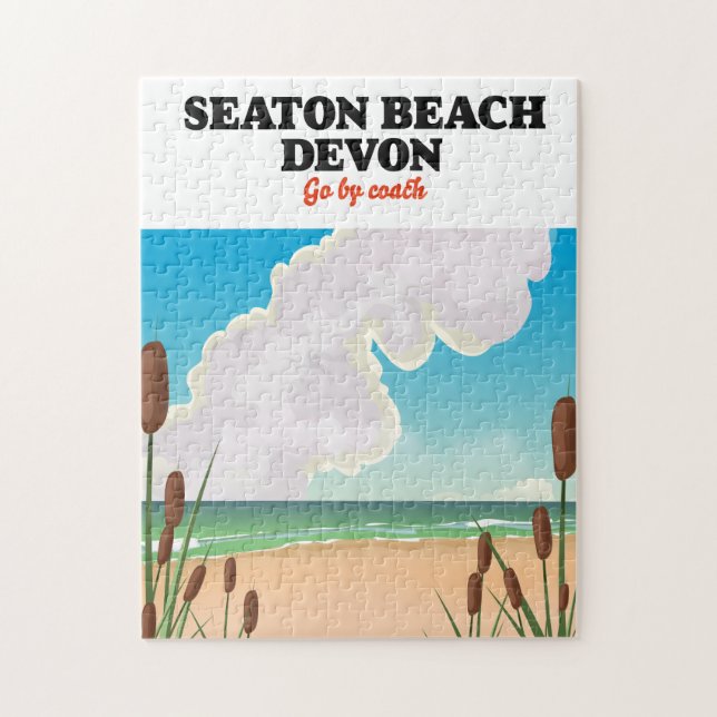 Puzzle Poster de voyage Seaton Beach Dorset (Vertical)