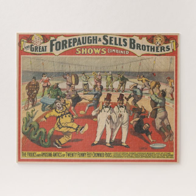 Puzzle Poster Du Cirque Montrant L'Amusant Antique Des Cl (Horizontal)