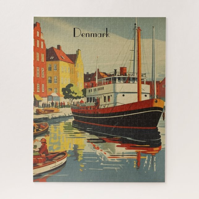 Puzzle Poster Vintage voyage Danemark personnalisable (Vertical)