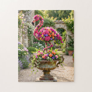 Puzzle Pot de fleurs en topiaire de flamant rose et fleur
