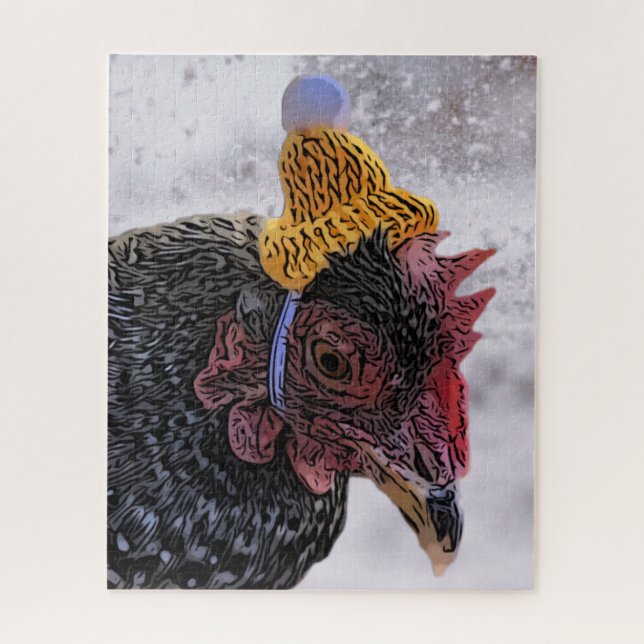 Puzzle Poulet à casquette tricoté, (Vertical)