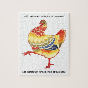 Puzzle Poulet coloré vintage de la basse-cour de la ferme