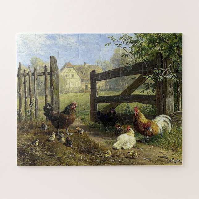Puzzle Poulets de ferme itinérants Carl Jutz (Horizontal)