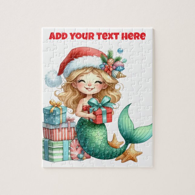 Puzzle pour enfants de sirène de Noël - Cadeau per (Vertical)