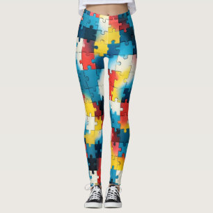 Puzzle Power en leggings colorés vibrants