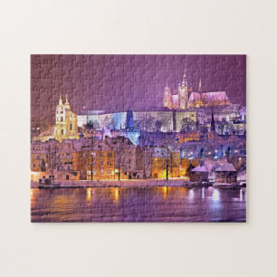 Puzzle Prague la nuit église de rivière paysage 11" x 14"