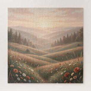 Puzzle Prairie de Fleurs Sauvages Collines Ondoyantes Cou