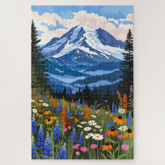 Puzzle Prairie de fleurs sauvages de montagne - Lac alpin