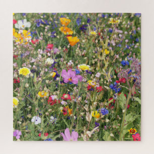 Puzzle Pré fleur sauvage coloré, motif vibrant.