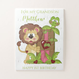 Puzzle Premier anniversaire de grand-fils mignon Lion