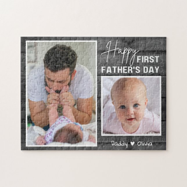 Puzzle Première Fête des pères Nouveau Papa Noir Bois 2 P (Horizontal)