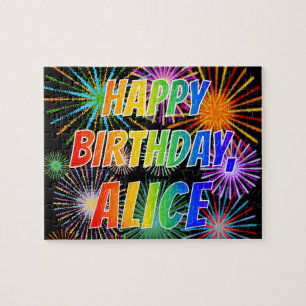 Puzzle Prénom "ALICE", Amusant "HEUREUX ANNIVERSAIRE"