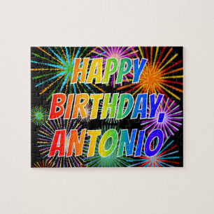Puzzle Prénom "ANTONIO", Amusant "HEUREUX ANNIVERSAIRE"