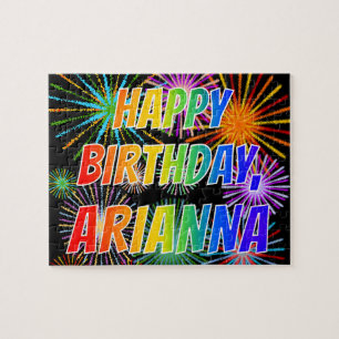 Puzzle Prénom "ARIANNA", Amusant "HEUREUX ANNIVERSAIRE"