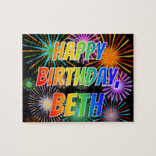 Puzzle Prénom "BETH", Amusant "HEUREUX ANNIVERSAIRE"