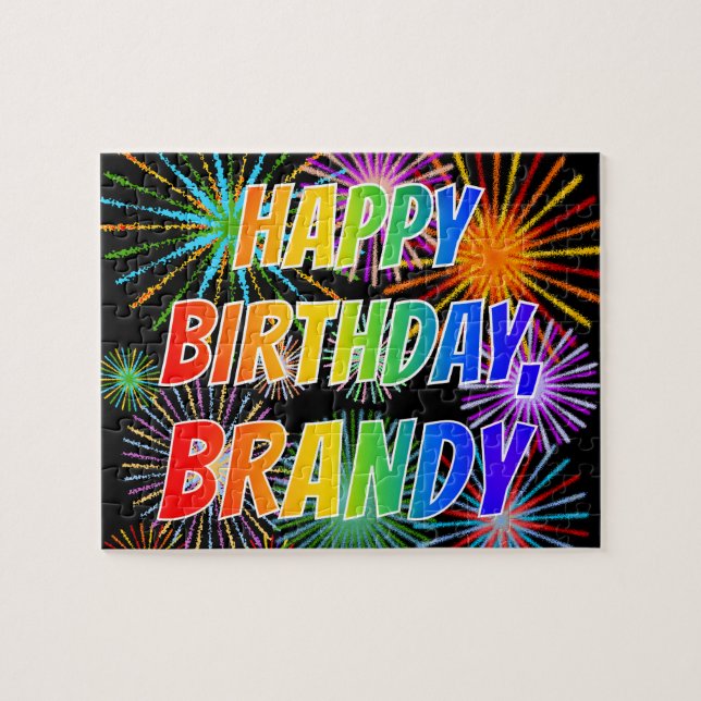 Puzzle Prénom "BRANDY", Amusant "HEUREUX ANNIVERSAIRE" (Horizontal)